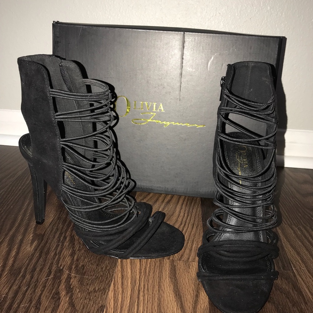 Black suede stilettos